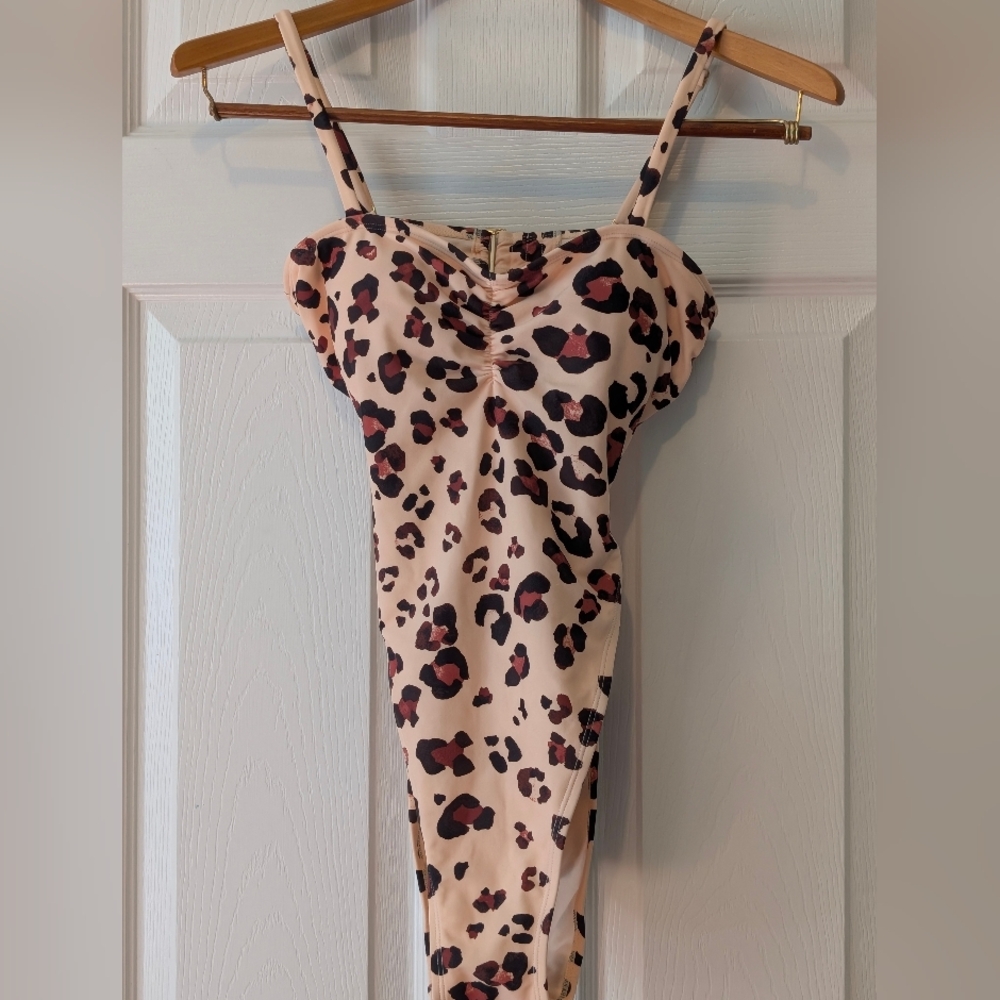Adore Me Leopard Lace Up Swimsuit NWT $20 - Picture 3 of 6